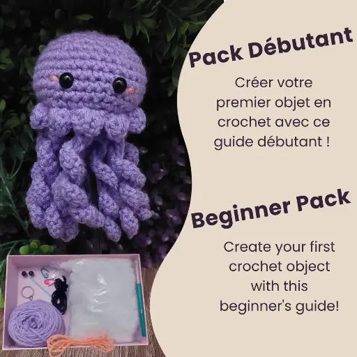 Kit débutant : méduse, Laine, crochet, guide, patron, vidéo